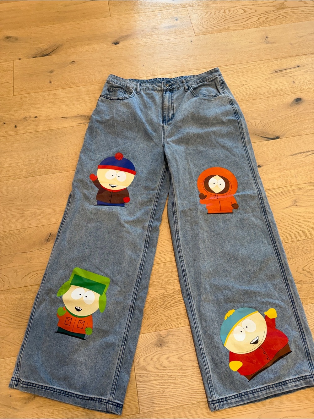 South Park Jeans Wide Leg Baggy Skater Juniors Size 17 Rare Y2K-era Pop Culture - Picture 2 of 7